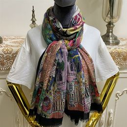 Women's long scarf shawl pashmina good quality 100% cashmere material print pattern big size 200cm - 100cm