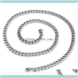 Chains Necklaces & Pendants Jewelrychains Boniskiss 20 Inch Basic Punk Stainless Steel Necklace For Men Women Curb Cuban Link Chain Chokers