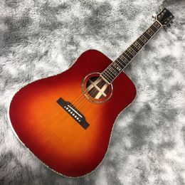 D-die sunset red abalone chanting inlaid fingerstyle acoustic guitar