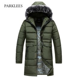 Solid Warm Hoodies Mens Winter Parka Casual Thick Jackets Men Oversized Hooded Big Pocket Fur Outwear Winter Clothing 210524