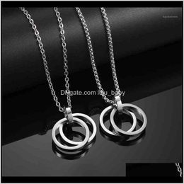 & Pendants Drop Delivery 2021 Meetvii Stainless Steel Lover Pendant Simple Circle Punk Chain Necklaces Hip Hop Jewellery Party Gift1 8Ueli