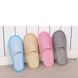 NEW8styles Disposable Slippers Hotel SPA Home Guest Shoes Anti-slip Cotton Linen Slippers Comfortable Breathable Soft One-time LLE9301