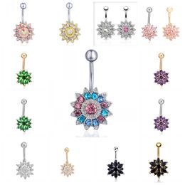 Opal Lotus Belly Piercing Belly Button Rings Navel Piercing Ombligo Body Jewellery Flower Belly Ring Pircing Earring