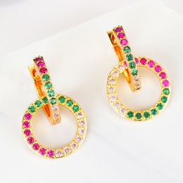 GODKI 25mm Boho Circle Dangle Earrings Trendy Cubic Zircon Wedding Engagement Party Indian gold earrings for women 2019