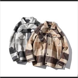 Men'S Wool Blends Apparel Men Woollen Coats Jackets Autumn Winter Retro Casual Plaid Coat Male Fashion Jacket Korean Streetwear Ma 9Qram