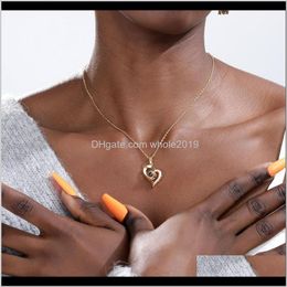 Pendant Necklaces & Pendants Drop Delivery 2021 100 Languages I Love You Rose Gold Fashion Heart Projection Zircon Jewellery Necklace For Women