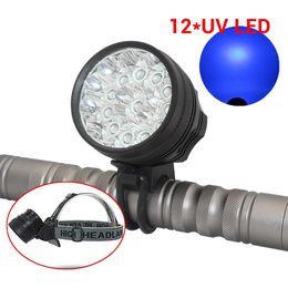 12*UV LED Head lamp Bike Light 395nm 8.4V Healight Torch UV LED HeadLamp Frontal Flashlight Waterproof Cycling Lights