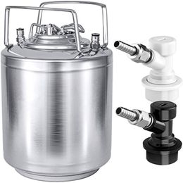 Beer Keg Ball Lock System Bar Tool Bottle 6/9/10/12/15/18.5/24.5L 1.6/2.4/2.6/3.2/4/5/6.5Gal Carbonation Growler Home Brewing Barrel 18/8 Stainless Steel With In/Out Disconnectors