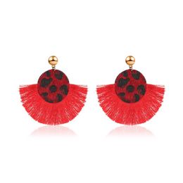 Boho style tassel earrings personality atmospheric fan-shaped earrings autumn and winter earrings