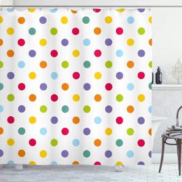 Shower Curtains Geometric Curtain Vintage Polka Dots Pastel Colors On Blank Background Cheerful Desing Bathroom With Hooks