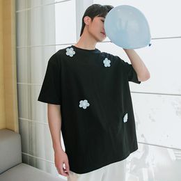 IEFB Men's Clothing Oversize Tops Summer Loose Korean Streetwear Fashion Short Sleeve T-shirt Causal Black Tee Tops 210524