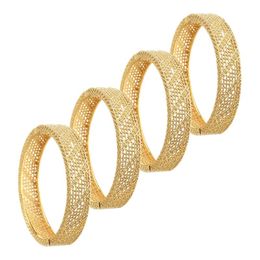 Bangle 4Pcs Ethiopian African Dubai Gold Color Hollow Can Open Bangles For Women Men Girls Female Wedding Jewelry