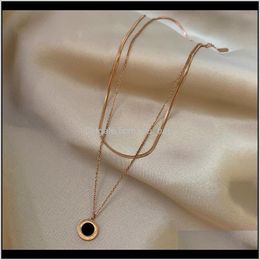 Pendant Necklaces & Pendants Drop Delivery 2021 Titanium Steel Fashion Jewellery 2 Layer Roman Numerals Choker Snake Necklace Nice Gift For Wom