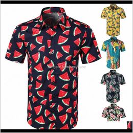 Shirts Mens Clothing Apparel Drop Delivery 2021 S Men Casual Printed Button Down Short Sleeve Shirt Hawaiian Top Blouse High Quality And Comf