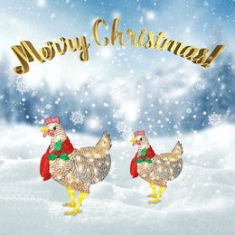 Led Christmas Outdoor Decoration Luminous Chicken With Scarf Holiday Garden Courtyard Atmosphere Decoration