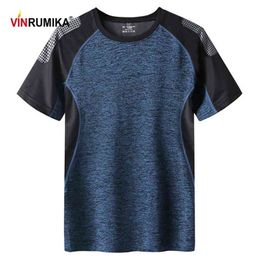 Men's Summer Quick Dry Sport T-shirt Man Outdoor Sports Casual O-neck Grey Short Sleeve T-shirts Tees Tops 4XL 5XL 6XL 7XL 210409