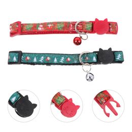 Cat Collars & Leads 2pcs Christmas Quick Release Breakaway Collar For Puppy