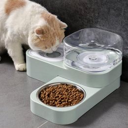 Cat Bowls & Feeders Dog Double Bowl Pet Automatic Feeder Fountain Water Drinking Puppy Kitten Food Dish Dispenser Supplies
