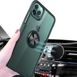 Clear Armor Cases Metal 360 Ring Bracket Hybrid Carbon Fiber For iPhone 13 Pro Max 12 Mini 11 XR Samsung S20 FE S21 S22 Ultra Note 20 A51 A71 A30 Huawei