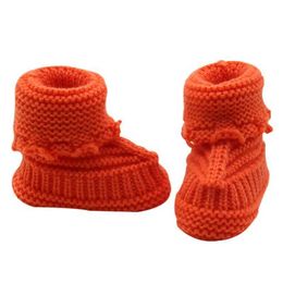 0-6m Baby Infant Crochet Knit Fleece Boots Bowknot Toddler Girl Boy Wool Crib Shoes Winter Warm Booties 2021 New Arrive G1023