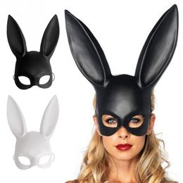 Fashion PVC Women Girl Party Cosplay Rabbit Long Ears Carnival Mask Halloween