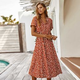 Vintage Dresses Dots Dress Femme Robe Beach Boho Clothing Style Women Summer Exotic Maxi for Girls Women's 210712