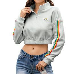 rainbow crop top sweatshirt long sleeve