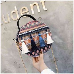 Women Straw Bags Rattan Woven Beach Shoulder Bags Ladi Crossbody Bag Handbag Female Bohemian Round HandmadeZWTG