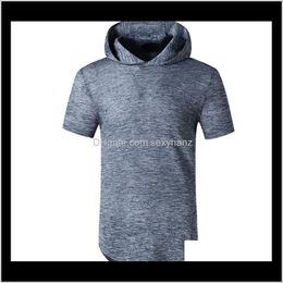 T-Shirts & S Apparel Drop Delivery 2021 Mens T Shirt Summer Hooded Tees Solid Colour Simple Style Male Clothing Oversized 90S Top Vl3Jw