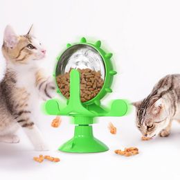 Cat Toys Windmill Spinning Toy Interactive Teasing Training Scratching Suction Cup Food Leaking Puzzle