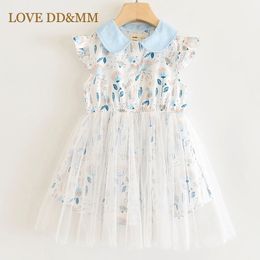 LOVE DD&MM Girls Dresses Kids Clothing Sweet Flower Print Doll Collar Small Mesh Princess Dress For Girl 3-8 Years 210715