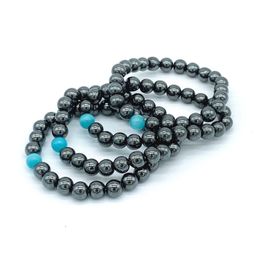 8MM Trendy Friendship Charm Bracelets Black Hematite Natural Stone Handmade Bead Strand Jewellery For Women Men