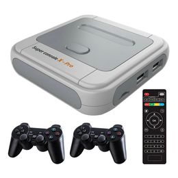 4K HDTV Super Console X Pro S905X HD Output Mini TV Video Game Player For PSP/PS1/N64/DC Games Consoles Dual System Built-30000-in 64GB Gaming