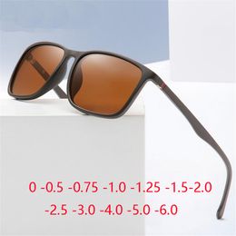 Square Polarized Sunglasses Men Spring Leg Anti-glare Minus Lens Prescription Sun glasses Diopter