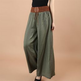 Spring Summer Sale Black Waistband Wide Leg Pants Female Loose Ankle Length Trousers Women High Waist Big Swing Dance 210604