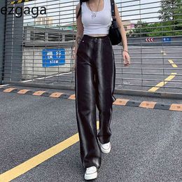 Ezgaga Jeans for Women Casual Gradient Tie Dye Loose High Waist Straight Trouser Streetwear Ladies Pants Autumn Femme Pantalon 210430