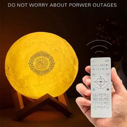 Moon Lamp Quran Bluetooth Speaker Colorful Remote Control Small Moonlight LED Night Light Wireless Portable Speakers Loudspeaker