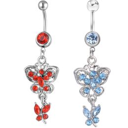 YYJFF D0214 Butterfly Belly Navel Button Ring