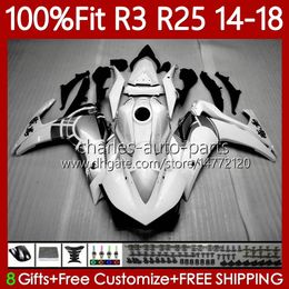 OEM Fairings For YAMAHA YZFR3 YZFR25 YZF R3 R25 YZF-R25 2014 2015 2016 2017 2018 White black Bodywork 102No.116 YZF R 3 25 14 15 16 17 18 YZF-R3 14-18 Injection mold Body Kit