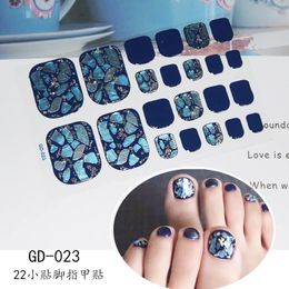 Wholesale Shining Glister Nail Sticker Decals for Foot 22 Pcs Tips Adhesive Toenail Stickers Salon Manicure Tools