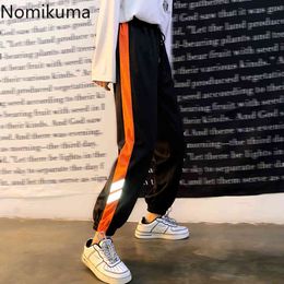 Nomikuma Streetwear Hohe Taille Cargo Hosen Frauen Sontrast Farbe Patchwork Lose Hosen Casual Mode Koreanische Pantalones 3b400 210514