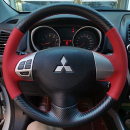 For Mitsubishi ASX Custom leather carbon Fibre hand-sewn car steering wheel cover