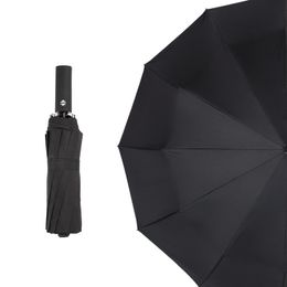 Strong Wind Resistant 12K Automatic Umbrella Rain Women Windproof 3Folding Long Handle Men Business Outdoor Travel Umbrella