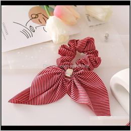 Clips & Barrettes Jewellery Drop Delivery 2021 Striped Ribbon Loop Ear Chiffon Metal Buckle Stripe Large Circle Creative Hair Ring 3Xhwp