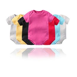 Pure Solid Newborn Bodysuit Baby Girl One-Piece Clothes 100% Cotton Infant Tops Shirts Blank Boys Clothing Jumpsuits 0-2 Year 210413