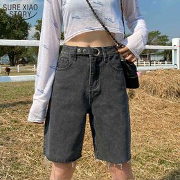 Plus Size Jean Short Women Black High Waist Shorts Harajuku Summer Denim Casual Solid Tassel Beige Gray Skyblue 10423 210508