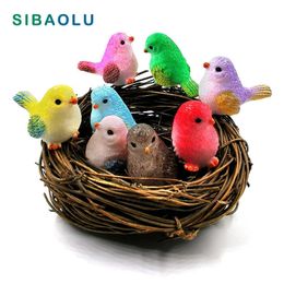 Resin Little Parrot Bird Nest Figurine Animal Model DIY Home Decor Miniature Fairy Garden Bonsai Decoration Accessories Modern Y0910