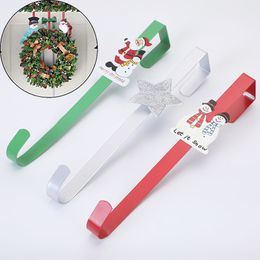 3PCS Halloween Christmas Decorations Wreath Hook Metal Door Hanger with Santa Claus Snowman Bow-Knot for Front Xmas Decoration 20x5x2cm XD24808