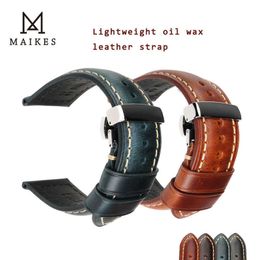 Maikes 22mm 24mm Genuine Leather Watch Band for Amazfit Huawei Samsung Galaxy Watch Active2 Gear S3 Strap Replacement Straps H0915