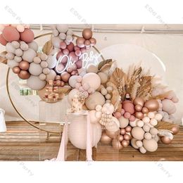 Doubled Dusty Pink Balloons Boho Wedding Engagement Garland Decoration Chrome Rose Gold Nude Ballon Arch Global Birthday Decor 220217